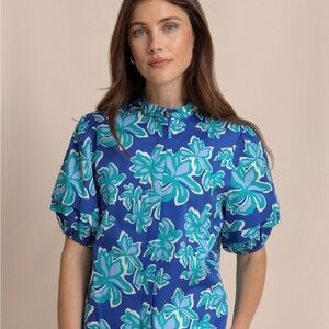 ST Floral Top Surf Blue